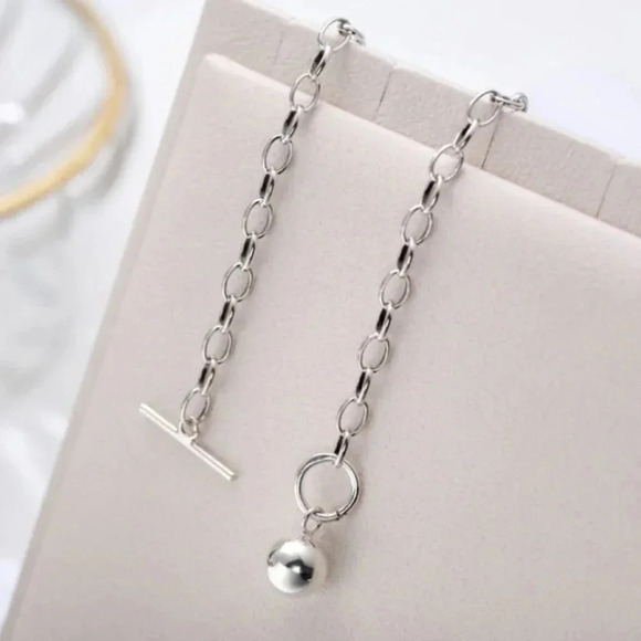 925 Sterling Silver Chunky Toggle Chain Necklace - Picture 4 of 7